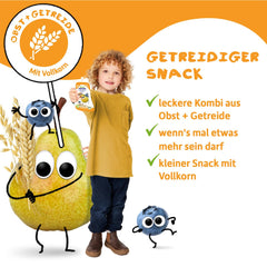 FRECHE FREUNDE Bio-Früchtebeutel Banane, Apfel, Himbeere, Heidelbeere mit Hafer, Fruchtpüree mit Müsli im Quetschbeutel für Babys ab 6 Monaten, vegan, 6er Pack (6 x 100 g)