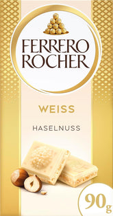 Ferrero Rocher Riegel – Weiße Schokolade mit Haselnuss – Valentinstagsgeschenk für Sie und Ihn – 1 Schokoriegel x 90 g