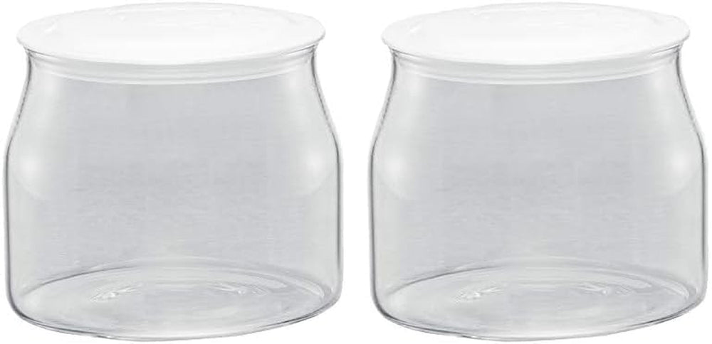 Borcan de schimb Rommelsbacher JG 1 pentru preparatorul de iaurt și cremă de brânză JG 80-1,2 litri, cu capac (pachet de 2) Cutii depozitare alimente Naty Shop Transparent/alb 1 bucată (pachet de 2)