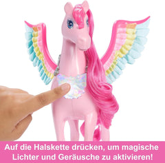 Barbie A Hidden Magic Pegasus - jucărie interactivă cu lumini și sunete, 10 accesorii, aripi curcubeu, pentru copii de la 3 ani, HLC41 Papusi Naty Shop