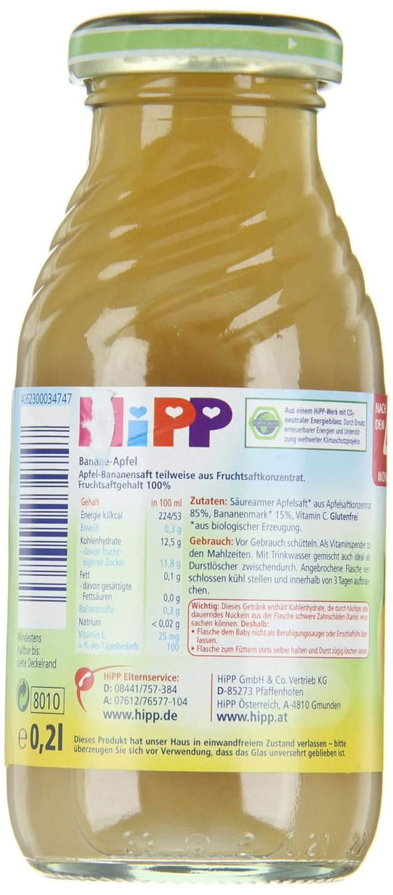 Hipp Banană-măr Organic, pachet de 6 (6 X 200 ml) Mama si Copilul Naty Shop