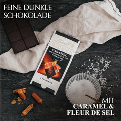 Lindt EXCELLENCE Karamell und Meersalz – Dunkle Schokolade | Riegel 100g | Mit Karamell und Meersalz (Fleur de Sel) | Intensiver Kakaogeschmack | Dunkle Schokolade
