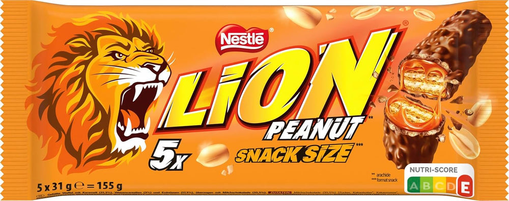 Erdnussschokoladenriegel mit Milchschokoladenüberzug, köstliche Karamellfüllung, Erdnüsse und knusprige Waffeln, Großpackung Süßigkeiten, 1 Packung (5 x 31 g)