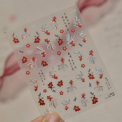 JMEOWIO 3D Nagelsticker Koi Fisch Nail Art Sticker Selbstklebend Nagelaufkleber 5D Stereoskopisch Dekoration Nageldesign Zubehör 1 Blatt