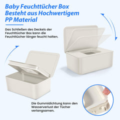 Feuchttücherbox mit Deckel, Feuchttücherbox, Baby-Feuchttücherspender, wasserdichte und versiegelte Aufbewahrungsbox, Feuchttücherspender für Badezimmer, Küche, Weiß