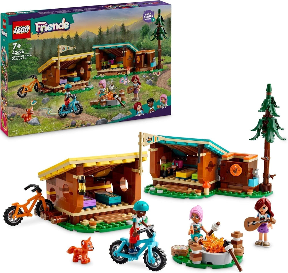 LEGO Friends Gemütliche Hütten im Abenteuercamp, Outdoor-Rollenspielset, Kinderspielzeug für Mädchen und Jungen ab 7 Jahren mit 3 Figuren und Fuchs, Campingspielzeug 42624 Bausätze Besuchen Sie den LEGO-Store Standardtitel