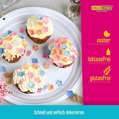 DECOCINO Oblaten-Blumen Pastell - Essbare Blüten Aus Esspapier, Ideal Zum Dekorieren Von Hochzeits-Torten, Geburtstags-Kuchen, Cupcakes Uvm. Glasuren und Dekor Naty Shop