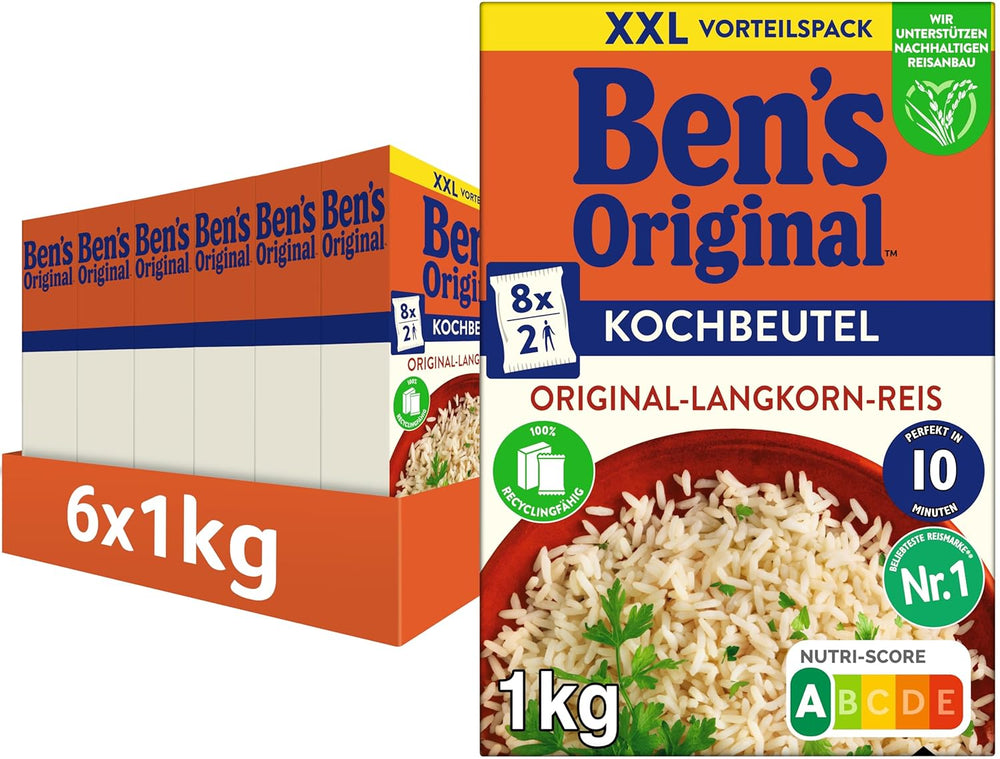 BEN'S ORIGINAL™ Langkornreis, im Beutel gekocht, 10 Minuten, 6 x 1 kg