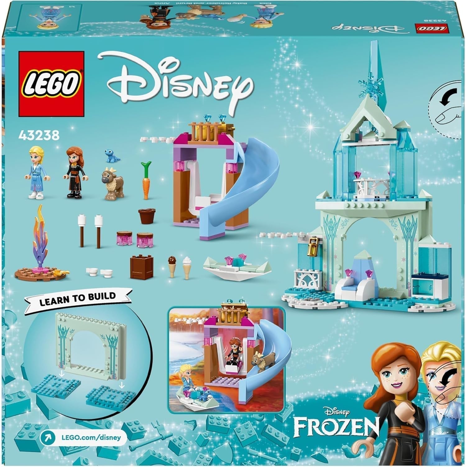 LEGO Disney Frozen Palatul de gheață al Elsei, castelul reginei de gheață, jucărie cu păpușile prințesei ELSA și Anna, plus 2 figurine de animale, cadou minunat pentru fete și băieți de 4 ani 43238 Seturi de constructie Besuche den LEGO-Store