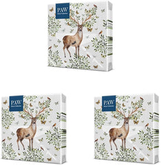 PAW - Șervețele 3 straturi (33 X 33 Cm) I 20 bucăți I Perfect pentru zilele de naștere ale copiilor, petreceri, comuniuni și sărbători I Șervețele de hârtie colorate cu motivul petrecerii I Animale, bucurie, petrecere - coarne de pădure