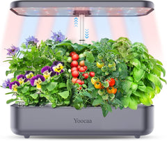 Hydrokultur-Anbausystem mit 12 Utensilien, Kräutergarten-Set für den Innenbereich mit LED-Licht, Smart Home Garden, Küche, Keimset mit automatischem Timer (grau)