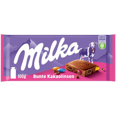 Milka Schokolade mit kakaogefärbten Linsen - Alpenmilchschokolade mit knusprigen Linsen mit Schokolade - 100g