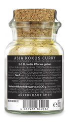 Ankerkraut Asia Kokos Curry, 85g im Korkglas, Gewürz für Kokos-Milch Gemüse Fleisch, Einfach Lecker Zu Hause Kochen, Premium Qualität in der Panne