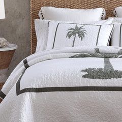Tommy Bahama Palm Island Collection | Cuvertură - 100% bumbac, reversibilă, moale și respirabilă, pre-spălată pentru un plus de moliciune, pat king size, gri Plapumi si pilote Naty Shop
