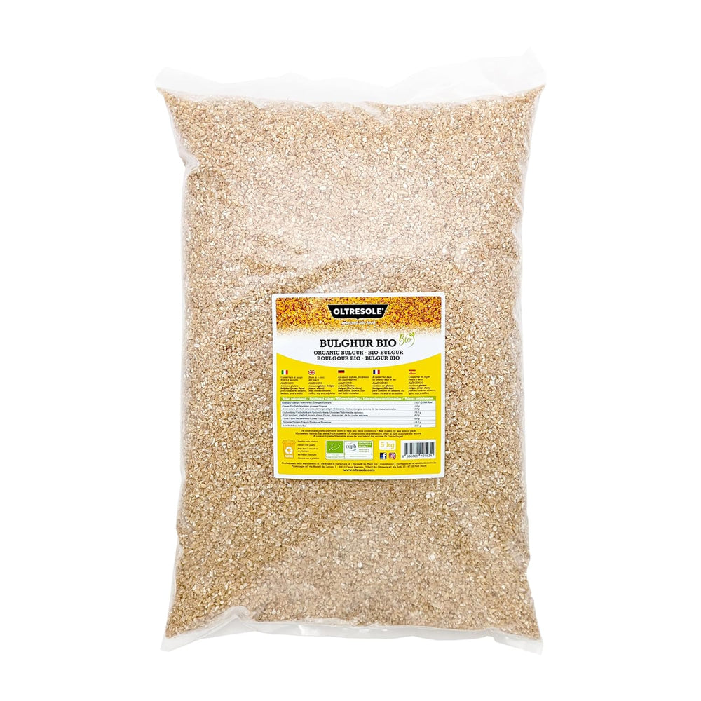 Italienischer Bio-Bulgur 5 kg, Vollkorn, Hartweizen, Weizenschrot, ideal für die Zubereitung von Taboulé und orientalischen Gerichten, praktisches Format
