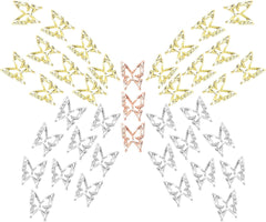 80 de bucăți de pandantive pentru unghii fluture 3D, din aliaj, formă de fluture, auriu, argintiu, strălucitoare, decorațiuni pentru unghii, accesorii pentru bijuterii pentru unghii, manichiură DIY pentru femei
