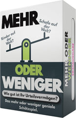 | Mehr Oder Weniger Kartenspiel | Wie gut ist Ihr Urteilsvermögen? Spiel für Erwachsene, Famile & Kinder | 2+ Spieler | Familienspiel | Reisespiel |