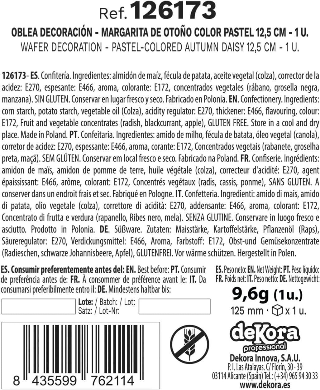 dekora - Floare uriașă de 12,5 cm - Dalia de toamnă - Fără gluten, fără lactoză, vegan - Decorațiuni de tort pentru nunți, zile de naștere și deserturi - Ușor de utilizat Pasta de zahar Naty Shop