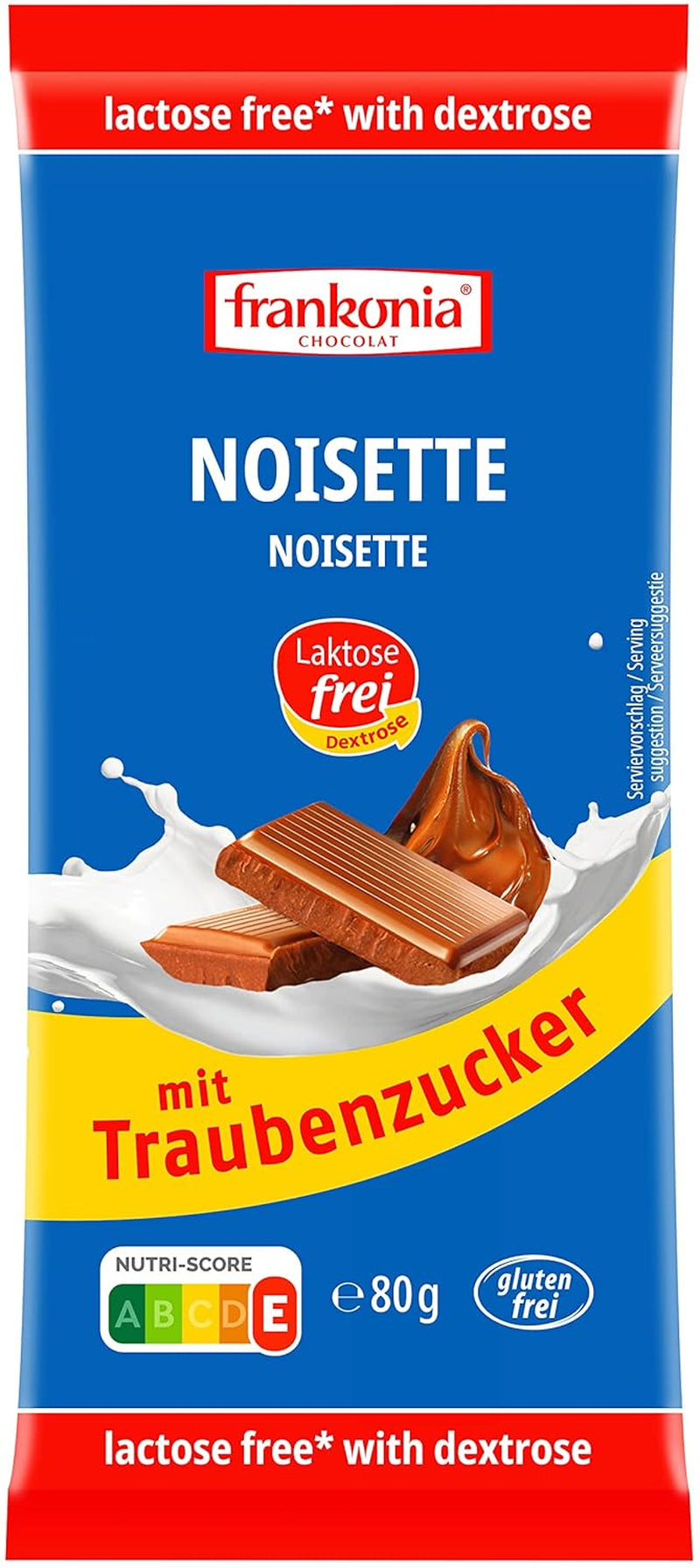 Frankonia Noisette mit Schokolade und Dextrose, laktose- und glutenfrei, 80 Gramm