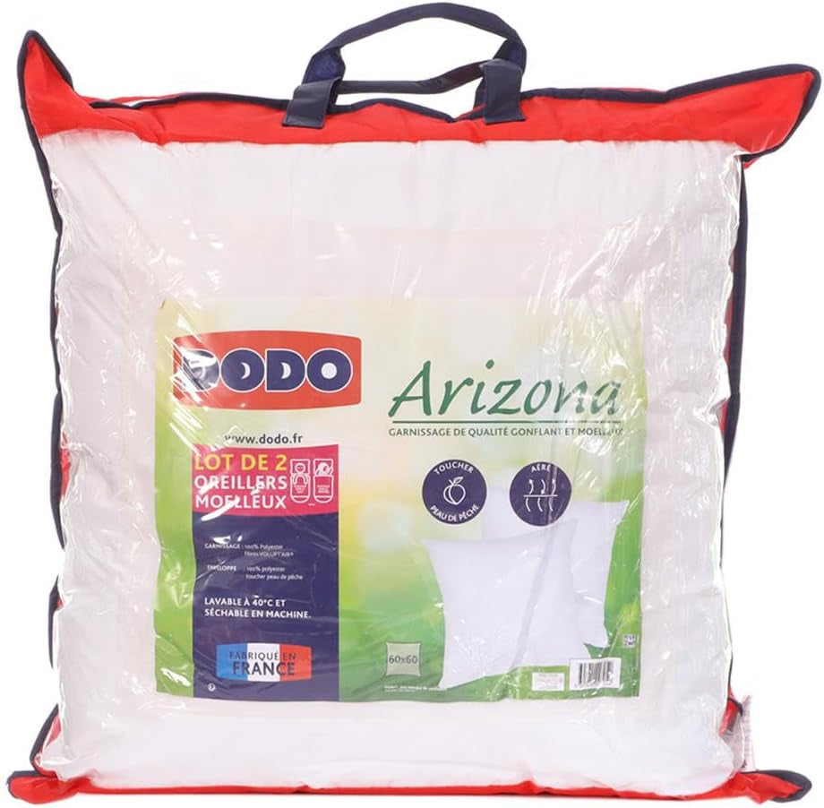 DODO 2 piese, Ultra moale, 60 X 60 Cm, Confort moale, 2 perne Arizona, Circulație de aer și gonflabile, Lavabil la mașină la 40°C Perne standard Naty Shop Titlu implicit