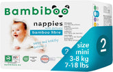 Scutece mini de unică folosință Bambiboo, prietenoase cu pielea, cu fibră moale de bambus și deschidere ombilicală - Scutece pentru nou-născuți - Scutece de unică folosință pentru nou-născuți - Protecție a pielii - Mărimea 2, 25 bucăți