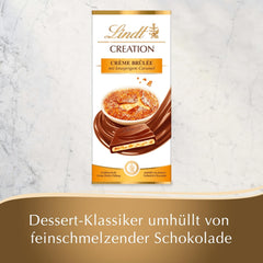 Riegel Crème Brûlée Lindt Chocolate Creation | Crème Brûlée-Füllung mit knusprigem Karamell, garniert mit feinster Vollmilchschokolade | Schokoriegel | Schokoladengeschenk, 150g