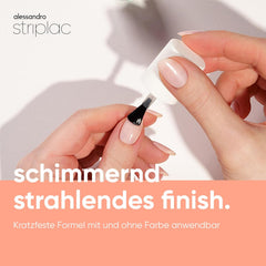 alessandro Striplac UV Top Coat Shimmer – Strahlende, kratzfeste Nägel bis zu 15 Tage – Mit oder ohne Farbstoff verwendbar – Sanfte Entfernungstechnologie – Vegan – Silber, Transparent, 6,5 ml