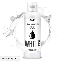 Lebensmittelfarbe Gel - 150G Konzentrierte Gel Lebensmittel Farben Zum Backen, Kuchen Dekorieren, Kekse Und Macaron - Zuckerfreie Lebensmittelfarbe Für Getränke, Osterei, DIY Seifen Und Basteln (Weiß) Naty Shop