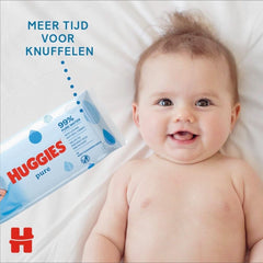 Huggies Pure Baby Wipes 18er-Pack (insgesamt 1008 Tücher) – 99 % reines Wasser – parfümfrei für sanfte Reinigung und Schutz Baby-Feuchttücher Naty Shop
