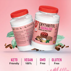 Erythrit + Sucralose 1:4 Süßstoff | 1G = 4G Zucker | 0 Netto-Kohlenhydrate – 0 Kalorien – 0 Glykämischer Index – Keto – Kein GVO – Castello seit 1907 – 1 kg Süßstoffe Naty Shop