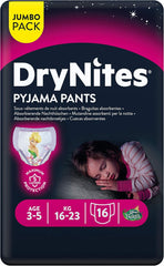 Huggies DryNites Nachtwäsche für Mädchen, 3–5 Jahre (16–23 kg), 2 x 16 Stück