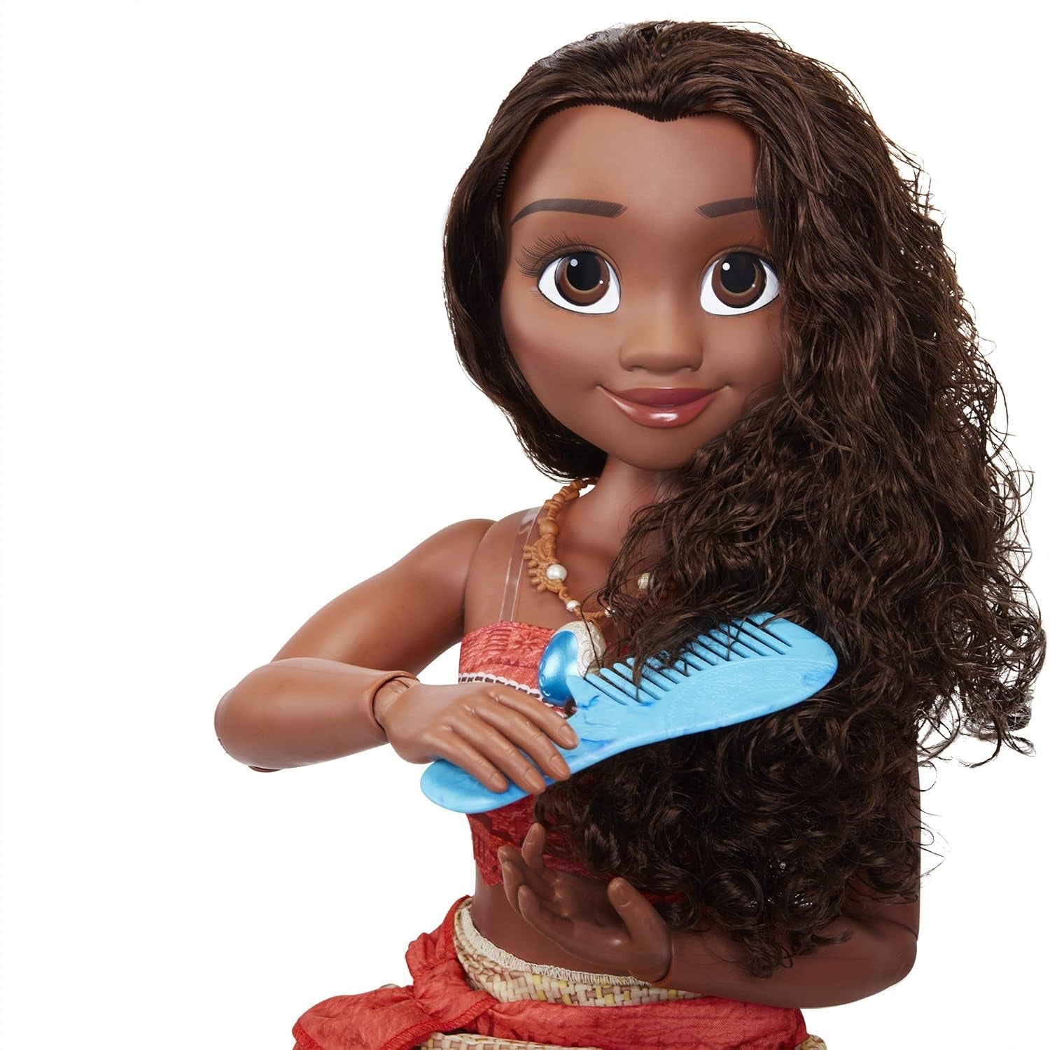 Disney Princess Vaiana, păpușă de joacă înaltă de 80 cm de la Jakks Pacific, păpușă mobilă, cu perie pentru a-și pieptăna buclele ondulate, rochie inspirată de film, colier detașabil cu pandantiv Papusi Naty Shop