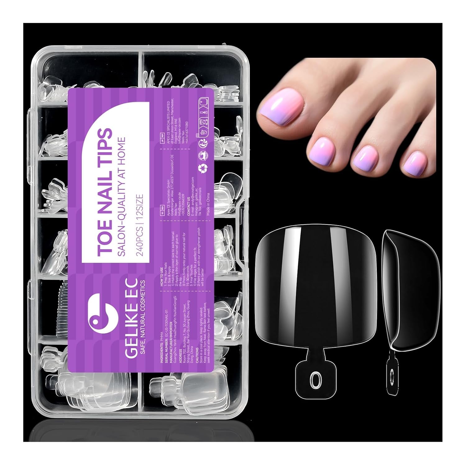 Gelike Ec Scurte Unghii Migdalate – Unghii Moi cu Acoperire Completă, Unghii Artificiale Pre-Lustruite pentru Extensii de Unghii, Studio de Unghii pentru Acasă, Salon DIY, 120 Bucăți, 12 Mărimi