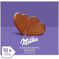 Milka I love Milka Hearts – zartschmelzende Alpenmilchschokolade und feine Waldhaselnüsse – 10 x 130g