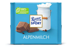 Ritter Sport 250g Alpenmilchschokolade, feinste Vollmilchschokolade mit cremigem Geschmack, klassische Schokolade zum Teilen mit Freunden, 11 Tafeln x 250g