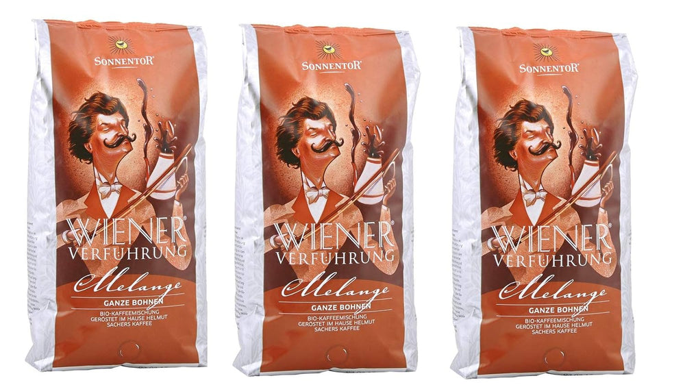 Cafea melanj, boabe întregi, Viennese Seduction, organică, 3 x 1000g