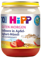 Müsli mit Joghurt und Äpfeln mit Erdbeeren HiPP Bio Guten Morgen (6 x 160g), ab 10 Monaten, ohne Zuckerzusatz, mit wertvollem Calcium, in bester Bio-Qualität