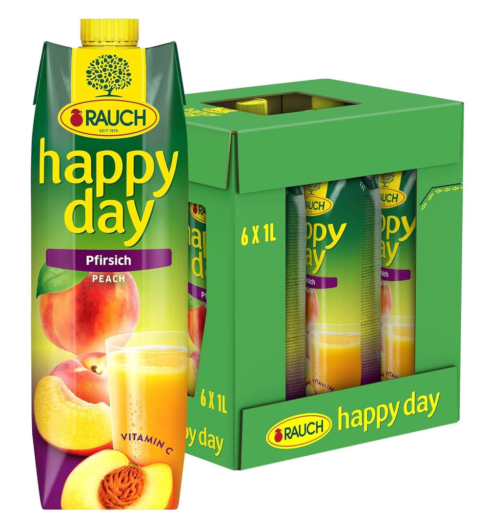 Rauch Happy Day Pfirsich | Aus sonnengereiften Früchten | 6 x 1 Liter, Tetra Prisma Alkoholfreie Getränke Naty Shop