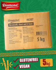 DIAMOND Glasnudeln, kurze Glasnudeln aus Mungobohnenstärke, natürlich vegan und glutenfrei – 1 x 5 kg