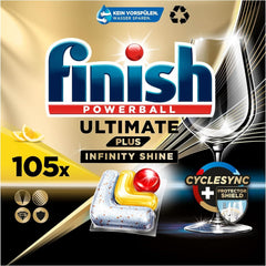 Finish Ultimate plus Infinity Shine Citrus Spülmaschinentabs – Spülmaschinentabs, Intensivreinigung – 105 Kapseln, Zitrone Naty Shop 105 Kapseln