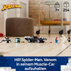 LEGO | Marvel Spider-Man Mech Vs. Venom Muscle Car – Auto Spielzeug mit 3 Superhelden Minifiguren – Modellauto mit Shootern – Geschenk für Jungen und Mädchen ab 7 Jahren 76309