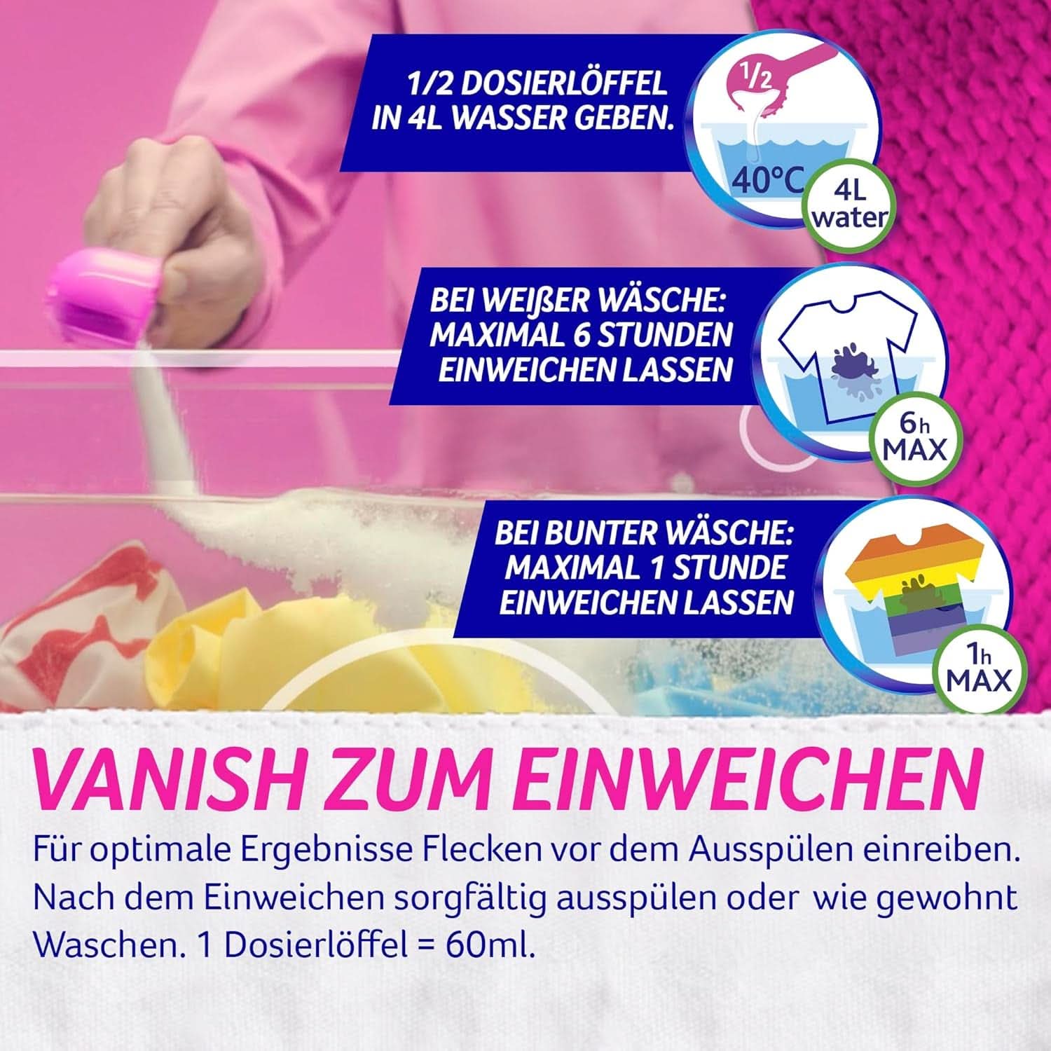Vanish Oxi Action Powder Pink - 1,125 Kg - pudră de îndepărtare a petelor și de îmbunătățire a rufelor fără clor - pentru rufe colorate Detergenti Rufe Naty Shop