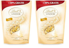Lindor weiße Schokoladenkugeln | 400g ca. 30 weiße Schokoladenkugeln mit zartschmelzender Füllung | Geschenk aus Schokolade | Schokoladengeschenk (2er Pack)