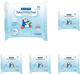 PAEDIPROTECT Baby-Feuchttücher, 1 x 10 Stück, empfindliche Baby-Wasser-Feuchttücher, 99 % Wasser, frei von Duftstoffen, für Babys und Kinder, zarte Haut, ohne Kokosnussextrakt, ohne Mikroplastik, vegan (5er-Pack)