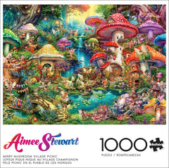 Buffalo Games – Aimee Stewart – Merry Mushroom Village Picnic – 1000-teiliges Puzzle für Erwachsene, anspruchsvolles Puzzle, perfekt für Spieleabende – fertiges Puzzle in der Größe 26,75 x 19,75 cm Naty Shop