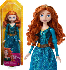 Jucărie Mattel Disney Princess, păpușă artizanală Merida cu haine și accesorii strălucitoare, inspirată de filmul Disney și Pixar, cadou pentru copii, HLW13