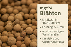 Blähton mgc24® – grobkörniges Tongranulat für Entwässerung und Hydrokultur, Körnung 8/16 mm – 10 Liter