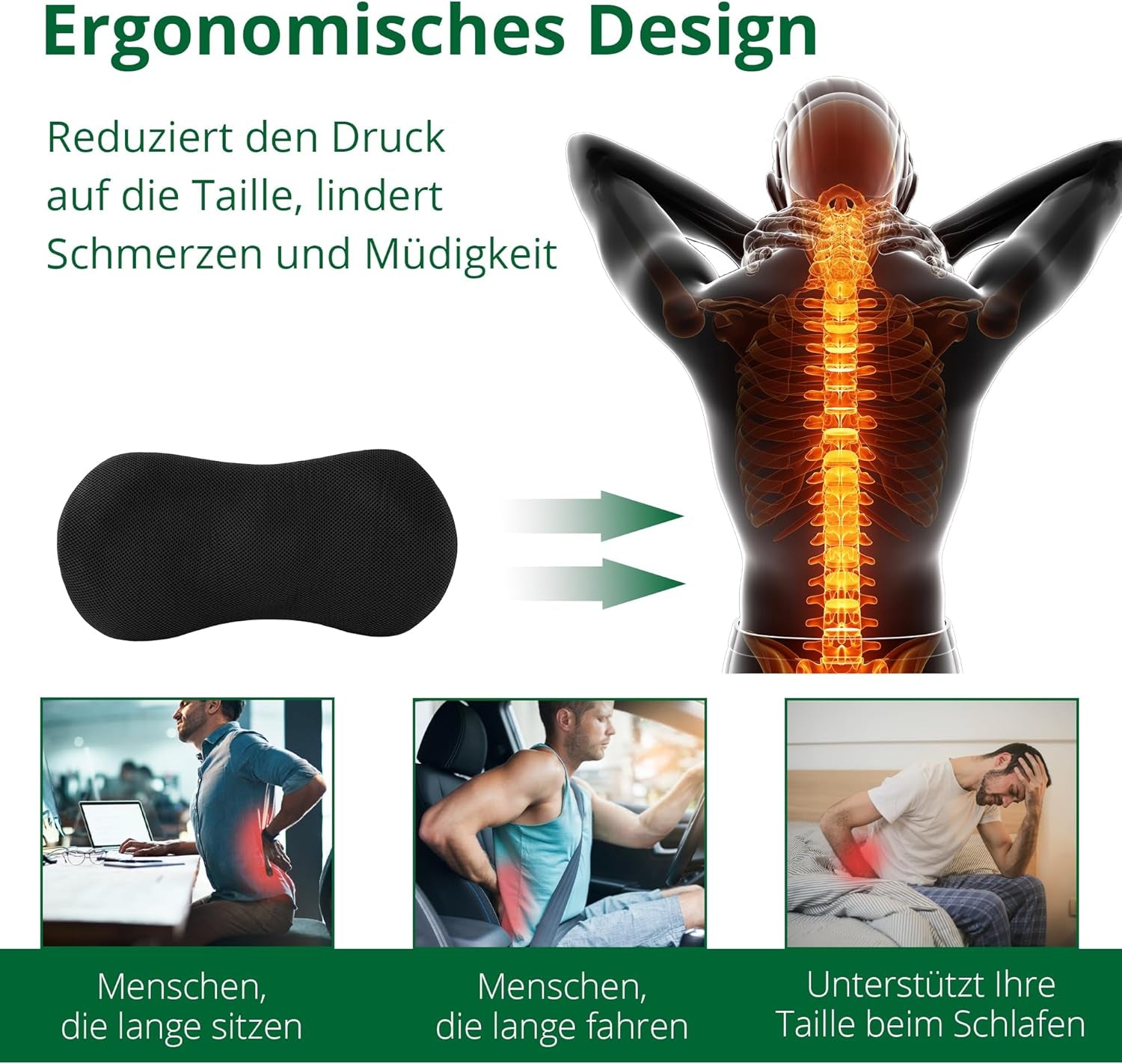 Pernă lombară Pernă de suport lombar din spumă cu memorie de cărbune Pernă pentru spătarul mașinii Pernă ergonomică de suport lombar Pernă pentru spătarul scaunului Pernă pentru scaune de birou, scaune de calculator, canapele, scaune auto Perne lombare Naty Shop