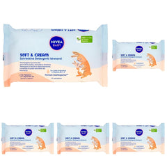 NIVEA Baby Moisturizing Cleansing Wipes Soft & Cream, 57 Stück, für saubere, trockene und hydratisierte Haut, Babytücher mit Mandelmilch und den Vitaminen B5, C und E