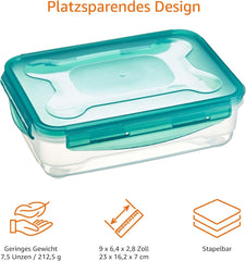 Recipiente de congelare Amazon Basics într-un set, cu capac, etanș, rezistent la scurgeri, stivuibil, pentru frigider / congelator, fără BPA, plastic, microunde și mașină de spălat vase, 3 x 1,2 l, incolor Cutii depozitare alimente Naty Shop